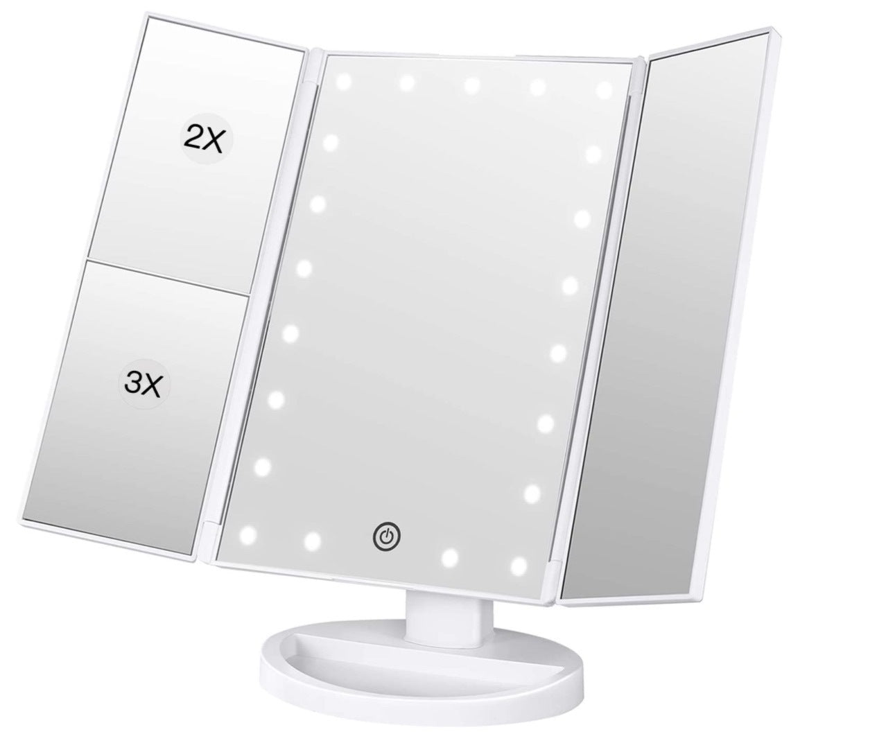 24 LED Magnifying Lighted Cosmetic Makeup Mirror Tabletop Tri-Fold Touch Screen Mirror Touch Screen