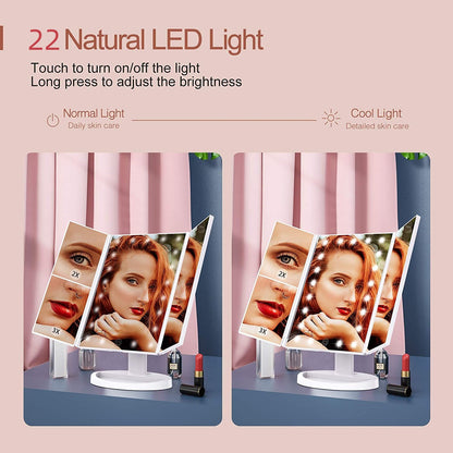 HBN Makeup Mirror with Lights, 1X 2X 3X Magnification with 10X Magnifying Mirror